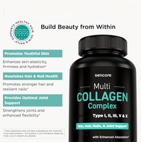 Capsules de complexe multi-collagène de type [indiquer le type] favorisant la santé de la peau, des cheveux, des ongles et des articulations, compatible avec le régime cétogène, complément de 60 capsules