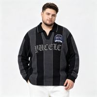 Pulls en tricot pour hommes OEM européens et américains, rayés noir et gris, col polo, polyvalents, essentiels au quotidien, avec logo brodé