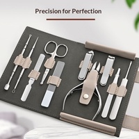 Ensemble de coupe-ongles Longhui en acier inoxydable 10 pièces avec pinces à bec d'aigle, lime à ongles et cotons-tiges - Coffret cadeau de toilettage complet