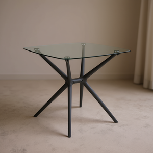 Tavolo da Pranzo Casual Homeera con Piano in Vetro Temperato e Gambe in Metallo, Design Moderno per Arredamento Casa - Product Image 2