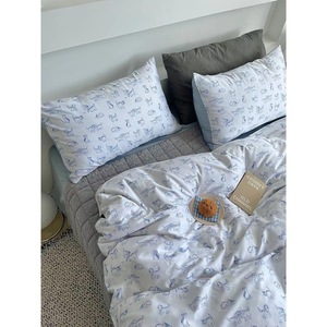 Juego de Ropa de Cama Coreano con Diseño de Gatos y Jardín Celestial, 60 Hilos, Satén de Algodón de Fibra Larga, Impresión Digital, 4 Piezas, para Uso Doméstico - Product Image 1