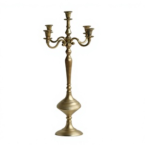 5 Arms Antique Luxury <b>Candelabra</b> Table Display Wedding Occasion Decoration Event Supplies Brass Gold Finish Candle Holder - Product Image 1