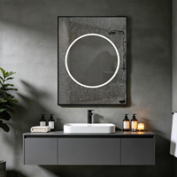 Miroir de salle de bain carré à LED ciel étoilé, décoratif, mural, cadre en alliage d'aluminium noir, miroir à LED