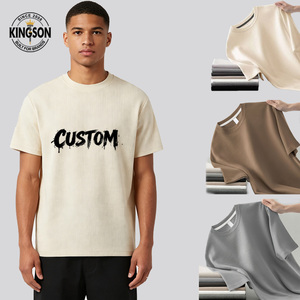 T-shirt personnalisé en maille gaufrée 180 g/m² pour <span class=keywords><strong>homme</strong></span>, manches courtes, séchage rapide, col rond, vêtements de sport décontractés d'été, usine OEM - Product Image 1