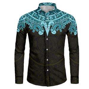 Dropshipping vêtements personnalisés aztèque mexique tatouage chemises à manches longues pour hommes automne impression sur demande hommes chemises boutonnées - Product Image 4
