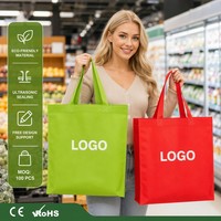 Sacs fourre-tout colorés en non-tissé laminé recyclé avec logo personnalisé, réutilisables, écologiques, motif lettres, publicitaires