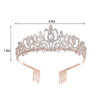 Couronne de luxe en argent avec strass, diadème feuille étoile, couronne de reine, avec peigne, pour femme, bal de promo, mariage