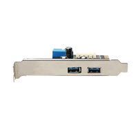 Adaptador de Tarjeta de Expansión USB 3.0 PCI-E, Hub USB 3.0 Externo de 2 Puertos, Conector Interno de 19 Pines con Conector de Alimentación IDE de 4 Pines