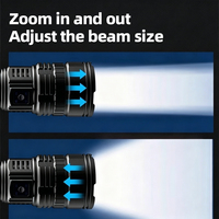 Lampe torche LED USB rechargeable étanche pour camping, design stylo, avec fonction Power Bank, portée 900-1000M, zoom réglable