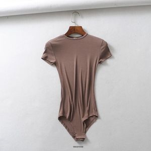 Großhandel Rundhals Kurzarm Basic Onesie Bodysuit Modischer Schwarzer Einfarbiger T-Shirt <span class=keywords><strong>Shapewear</strong></span> Bodysuit Top für Damen - Product Image 4