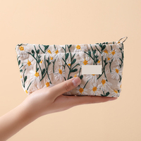 Pochette de voyage double couche brodée florale en coton cosmétique baroque