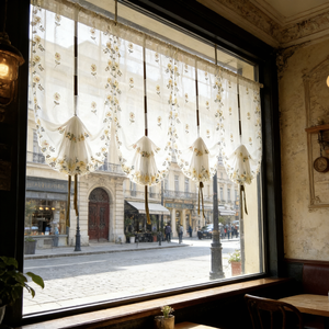 Voilage romain brodé vintage avec bordure en dentelle festonnée, demi-<span class=keywords><strong>rideau</strong></span> pour café, restaurant, ferme, <span class=keywords><strong>rideau</strong></span> à enrouler - Product Image 2