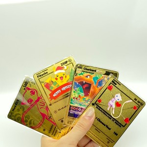 Cartes de jeu Pokémon personnalisées en acier inoxydable, style personnalisé, or, noir, métal, Pikachu, cartes Pokémon en métal épais - Product Image 2