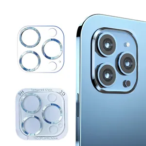 ฟิล์มป้องกันเลนส์ใสลายซีดีหลากสี,ฟิล์มป้องกันสำหรับ IPhone 13 Mini 14Plus Pro Max กระจกนิรภัย