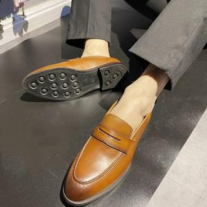 Vestido de cuero genuino personalizado, informal, puntiagudo, estilo formal de negocios, adecuado para fiestas festivas, zapatos de hombre - Product Image 5