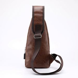 K199 <b>Men</b> USB Charging <b>Shoulder</b> <b>Bags</b> Outdoor Crossbody Anti-theft Chest <b>Bag</b> PU Leather Short Trip Messengers <b>Bag</b> - Product Image 2