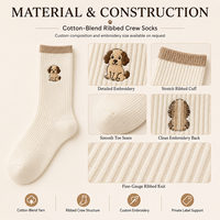 Chaussettes en coton mélangé côtelées brodées sur mesure, OEM ODM, avec logo de marque privée pour femmes