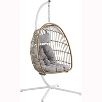 Uplion-Balançoire de jardin pliable pour l'extérieur, chaise suspendue en osier avec support, balançoire de jardin avec coussin