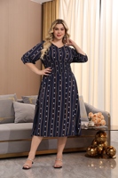 Robe midi en rayonne pour femme, imprimé marine, grande taille, pour l'été, style maman, 3XL 4XL 5XL 6XL 7XL, tenue d'intérieur musulmane arabe