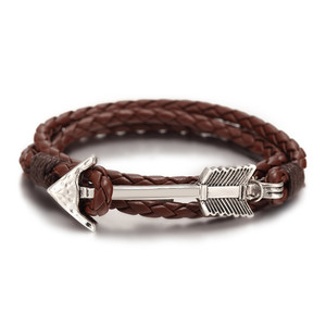 Pulsera de cuero con forma de flecha, chapada en plata antigua, unisex, estilo vintage, regalo - Product Image 3