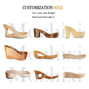 Sabots <span class=keywords><strong>en</strong></span> cuir noir de style vintage confortables et personnalisés, plateforme à talon épais, mules <span class=keywords><strong>en</strong></span> cuir fermées avec un talon compensé <span class=keywords><strong>en</strong></span> bois - Product Image 2