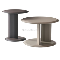 Table basse ronde HJ HOME en acier et cuir rigide orange, mobilier moderne pour salon, table d'appoint de canapé ou de bureau