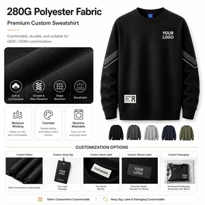 Sudadera de Cuello Redondo <span class=keywords><strong>para</strong></span> <span class=keywords><strong>Hombre</strong></span> con Logotipo Personalizado al por Mayor, 280g, Poliéster, Felpa, Estilo Casual <span class=keywords><strong>para</strong></span> Primavera y Otoño, Sudadera OEM - Product Image 5