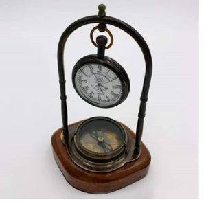 Reloj Náutico Antiguo de Latón con Brújula y Temporizador, Acabado Metálico Pulido e Impresión Digital para Decoración de Escritorio de Capitán - Product Image 3