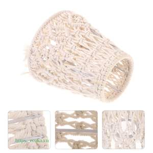 Abat-jour en macramé bohème fait main, 100% coton uni, avec pompon, à clipser, pour accessoires de lustre, en provenance du Vietnam - Product Image 5