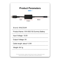 Interface d'alimentation de lampe Flash mâle vers câble DC 5.5*2.5mm + batterie factice VW VBG130 pour caméras SDR-H20 VW-VBG130 VW-VBG070 VBG260