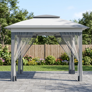 12x12 Gray Pop Sun Shade <b>Gazebo</b> Mesh Sidewall Netting 3-Level Adjustable Height Instant <b>Folding</b> Storage Bag Outdoor Furniture - Product Image 4