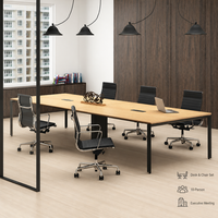 Table de conférence moderne avec plateau en bois pour salle de réunion de bureau