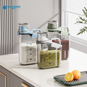 Réservoir de stockage hermétique transparent de qualité alimentaire avec poignée et <span class=keywords><strong>bec</strong></span> verseur pour le stockage domestique des aliments secs - Product Image 1