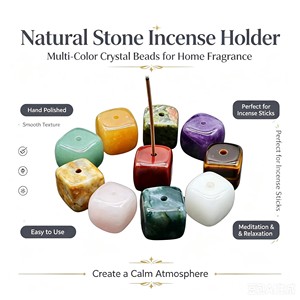 Pierres de guérison en gros : Calmez l'esprit et améliorez la méditation – Bloc carré en cristal naturel, porte-encens pour la décoration intérieure - Product Image 1
