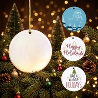 Ornement en céramique à sublimation vierge, imprimable par transfert thermique, décoration ronde de Noël à suspendre