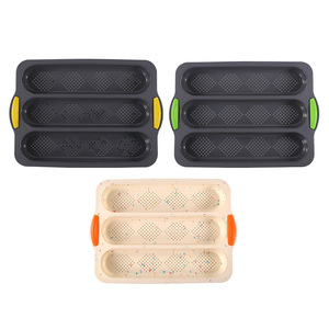 Bestseller 3-Cavity Perforated French Bread Pan - Non-Stick <b>Silicone</b> Baguette Mold with Easy Release Design - Product Image 5