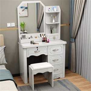 Muebles de Dormitorio Estilo Nórdico para Niña, Moderno Gabinete de Almacenamiento, <span class=keywords><strong>Tocador</strong></span> con Espejo y 4 Cajones Altos Blancos - Product Image 3