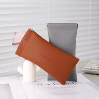 Étuis en cuir PU, sac souple pour lunettes, étui à lunettes de soleil en cuir avec fermeture à pression supérieure, rangement de voyage, sac à lunettes de soleil en cuir