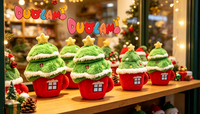 Boneka Cangkir Pohon Natal Kustom, Mainan Boneka Lembut untuk Dekorasi Meja Rumah, Hadiah Anak-Anak, Boneka Cangkir Pohon Natal