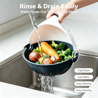 Multifunctionele handmatige groente- en fruitsnijder 7-in-1 Magic Kitchen rasp met afdruipmand en roestvrijstalen messen