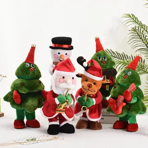 Navidad Productos Novedosos 2023圣诞老人雪人毛绒电动公仔玩具礼品圣诞装饰摆件用品