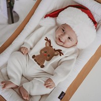 Nouvelle arrivée, pull en tricot 100% coton à manches longues pour bébé, sans broderie d'elk, tricot doux d'automne, pull de Noël pour enfants
