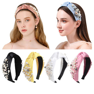 Diadema de Perlas Hua Liyu para Mujer, Diadema con Nudos y Cuentas a la Moda, Estilo Dulce y Colorido - Product Image 1