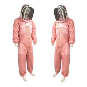 Combinaison de travail rose en polyester avec capuche, fermeture éclair intégrale, multiples poches, respirante, unisexe, vente en gros - Product Image 6
