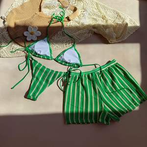 Женский купальник, 3 цвета, базовый бразильский комплект из бикини и шорт-S-L - Product Image 2