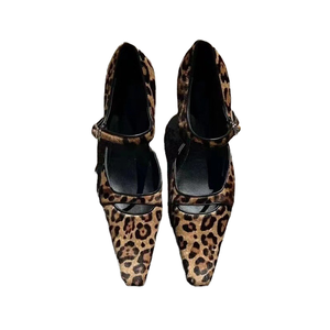 Zapatos de Tacón Alto para Mujer, Diseño de Bailarina con Punta en Pico, Tacón Delgado de Ante Sintético, Correa en el Tobillo, Suela Vibram, Moda Femenina - Product Image 1