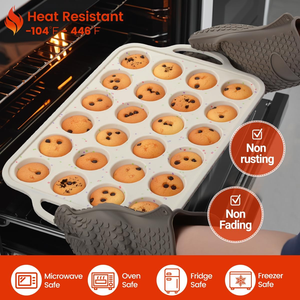 MUYULINS Factory Beige 24-Cup LFGB Non-Stick BPA-Free Metal Reinforced <b>Frame</b> <b>Mini</b> Silicone Cake Cup Muffin Baking Mold - Product Image 4
