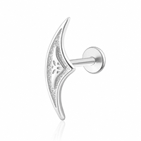 Boucles d'oreilles en argent sterling S925 en forme de croissant de lune, tendance, haut de gamme, simples, élégantes avec design de perforation en spirale intérieure à vis.
