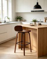 Chaise de bar en bois courbé en vente flash, tabouret de bar moderne en contreplaqué massif pour la maison, le café et le restaurant