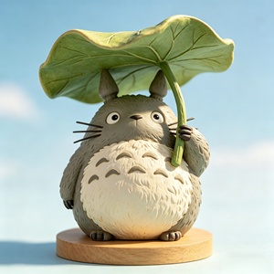 BZY - Decoración de Escritorio de Resina Personalizable, Adorno Curativo para el Hogar, Regalo Navideño, Estatua de <span class=keywords><strong>Totoro</strong></span> con Hoja de Loto - Product Image 1